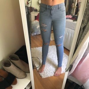 Low rise charcoal gray skinny jeans